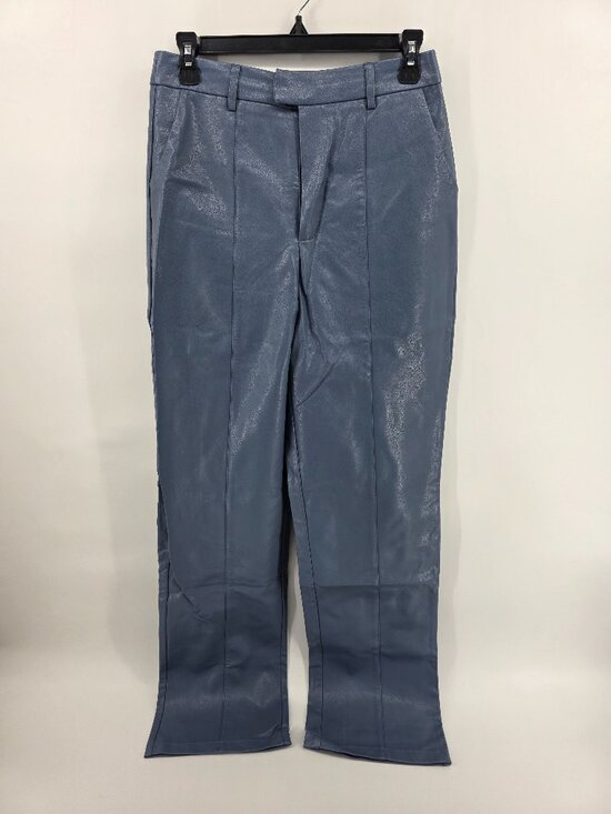 SLA The Label Pants - SLA Blue Vegan Leather Pants Size S Straight Leg Trousers